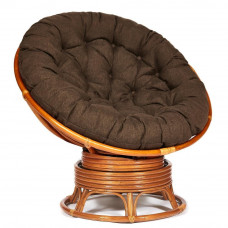 Кресло-качалка PAPASAN/ПАПАСАН w 23/01 B /с подушкой/ 115х78х104см, Cognac (коньяк), ткань Коричневый, 3М7-147