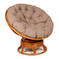 Кресло-качалка PAPASAN/ПАПАСАН w 23/01 B /с подушкой/ 115х78х104см, Cognac (коньяк), экошерсть Коричневый, 1811-5