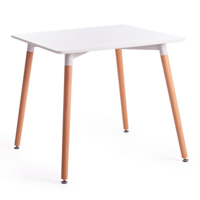 Изображение: Стол JOHN (mod. T1003) МДФ/дерево, 80x80x75см , White (Белый) / Natural (натуральный)