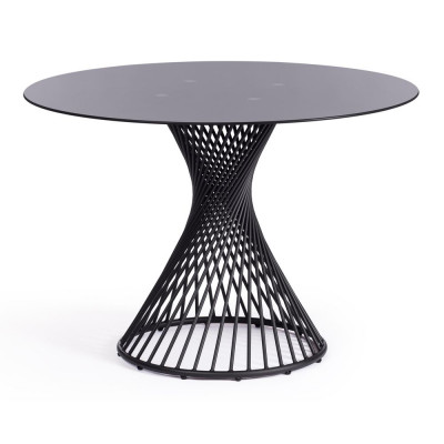 Изображение: Стол BERTOIA (mod. GT21) металл/стекло (8мм), Black (черный), 110x110x75см