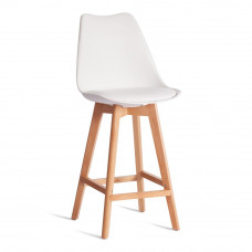 Стул барный TULIP BAR (mod. C1014H-1) пластик/дерево, 42x47,5x104см, White (Белый) 70029/ натуральный