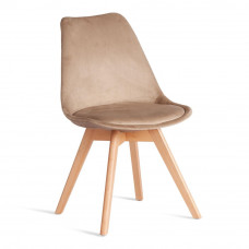 Стул TULIP SOFT (mod. 053V) дерево/пластик/вельвет, 49,5x54,5x84см, Бежевый (HLR 12)/натуральный