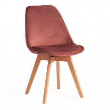 Стул TULIP SOFT (mod. 74) / 1 шт. в упаковке вельвет/дерево , 54x47x83см , коралловый (HLR 44)/натуральный