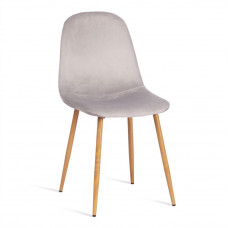 Стул BREEZE (mod. 4724) Велюр/металл , 44x53x87см, Light grey (светло-серый) HLR14 / натуральный