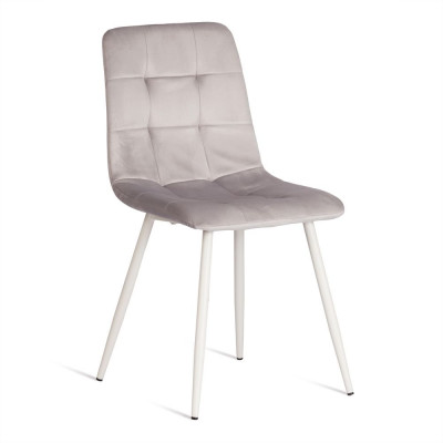Изображение: Стул CHILLY (mod. 7094-1) / 1 шт. в упаковке вельвет/металл, 44,5х52,5х86см, light grey (светло-серый) HLR14 / белый