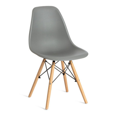 Изображение: Стул CINDY (EAMES) (mod. 001) / 1 шт. в упаковке дерево бук/металл/сиденье пластик, 51x46x82.5см, серый/grey
