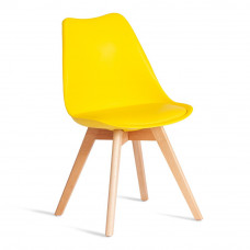 Стул TULIP (mod. 73-1) дерево/пластик/экокожа, 47,5x55x80см, Желтый (Yellow)