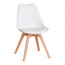Стул TULIP (mod. 73-1) дерево/пластик/экокожа, 47,5x55x80см, Белый (White)