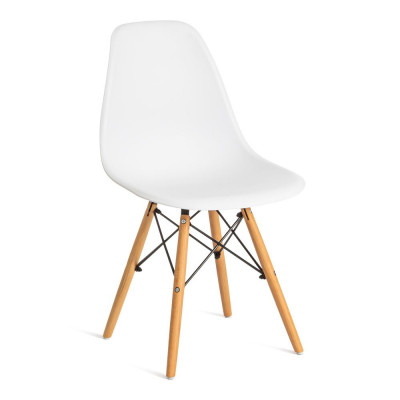 Изображение: Стул CINDY (EAMES) (mod. 1801) дерево бук/металл/сиденье пластик, 45x51x82см, White (белый)