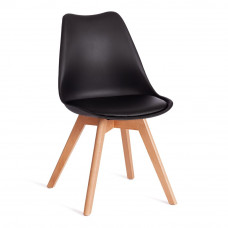 Стул TULIP (mod. 73-1) дерево/пластик/экокожа, 47,5x55x80см, Черный (Black)