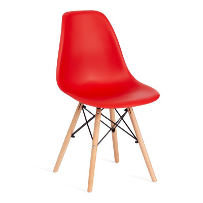 Изображение: Стул CINDY (EAMES) (mod. 001) дерево бук/металл/сиденье пластик, 51x46x82см, красный/red