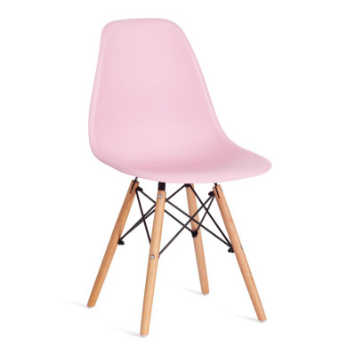 Изображение: Стул CINDY (EAMES) (mod. 001) / 1 шт. в упаковке дерево бук/металл/сиденье пластик, 51x46x82.5см, светло-розовый/light pink